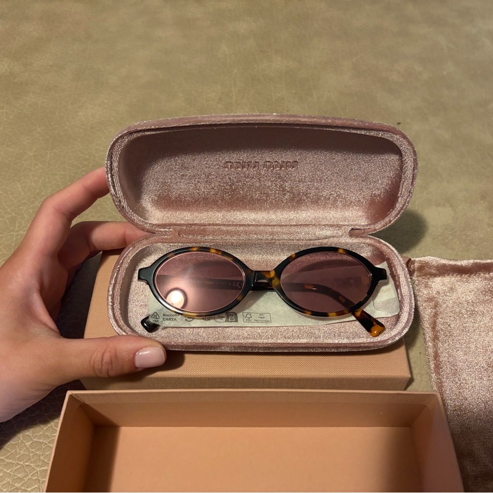 Miu Miu Tortoiseshell Frame Sunglasses with Rose Lenses